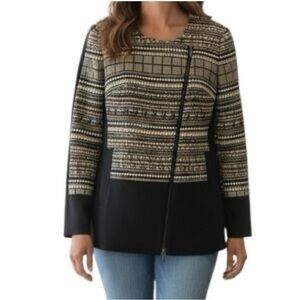 Per Se Black and Gold Patterned Blazer     NWT      SIZE:10